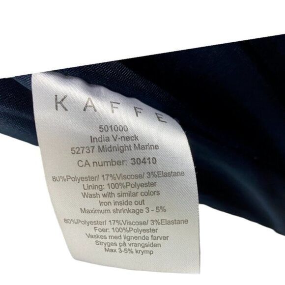 Kaffe women's Navy Blue India V Neck Sleeveless Ruched Lined Cocktail Dress US L - Picture 15 of 15
